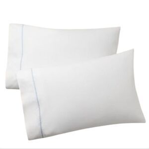 NWT Ralph Lauren Standard Pillow Cases Organic Cotton Palmer White Sky Blue